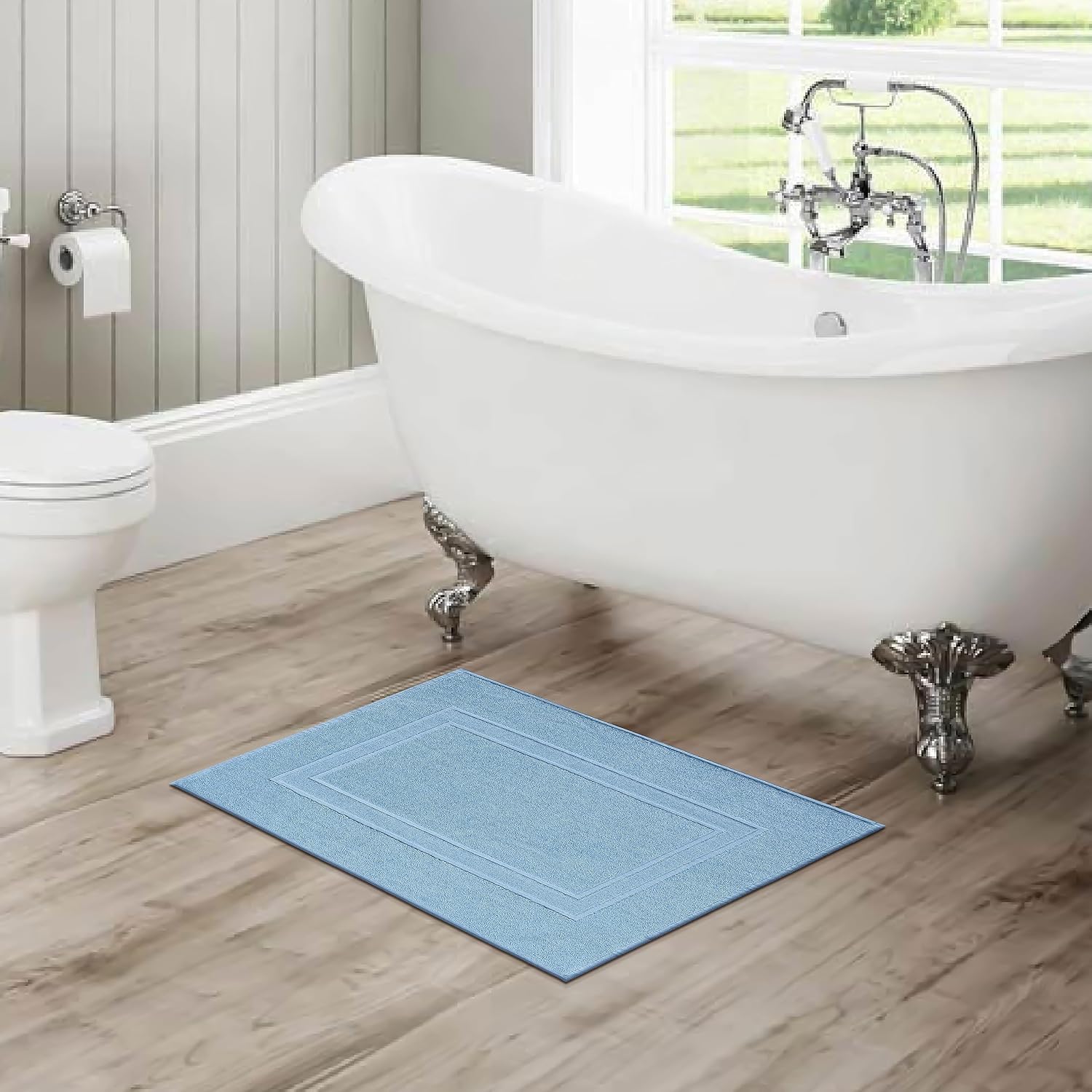 GLAMBURG Paquete de 2 tapetes de baño de algodón prémium de 20 x 32 pulgadas, 100% algodón hilado en anillo, calidad de hotel y spa, 21.16 ozm,
