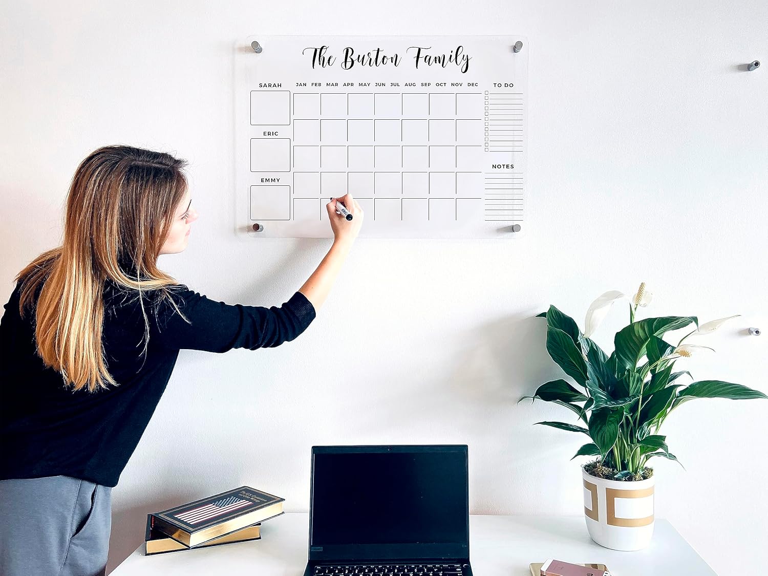 Large Personalized Acrylic Wall Calendar – Personalized Calendar 2024, Dry Erase Calendar Family Calendar Calendar (20″ x 28″, Standard Package)