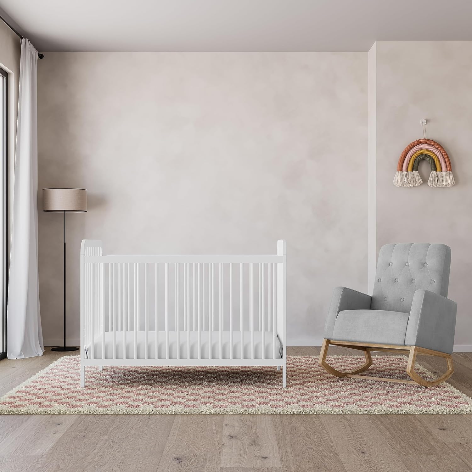 Storkcraft Northern Lights – Mecedora tapizada con botones para guardería, mecedora suave, base de madera maciza