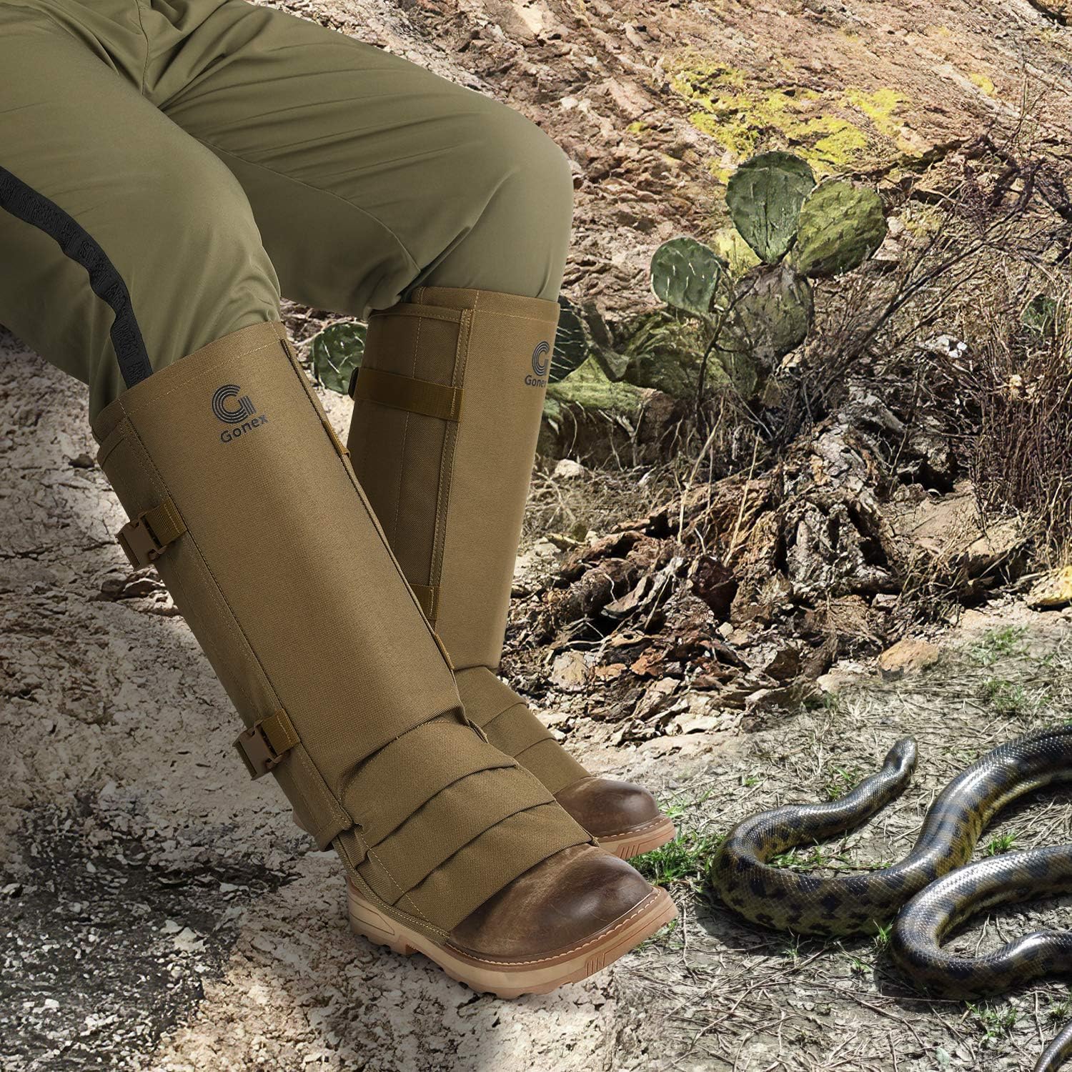 Gonex Polainas de serpiente, protectores de serpientes impermeables, protección contra mordeduras de serpiente para piernas inferiores, polainas a