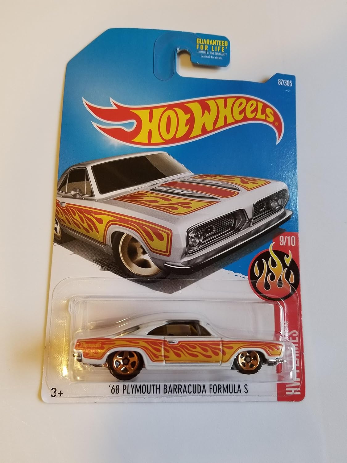 Hot Wheels 2017 HW Flames ’68 Plymouth Barracuda Formula S 87365, Blanco
