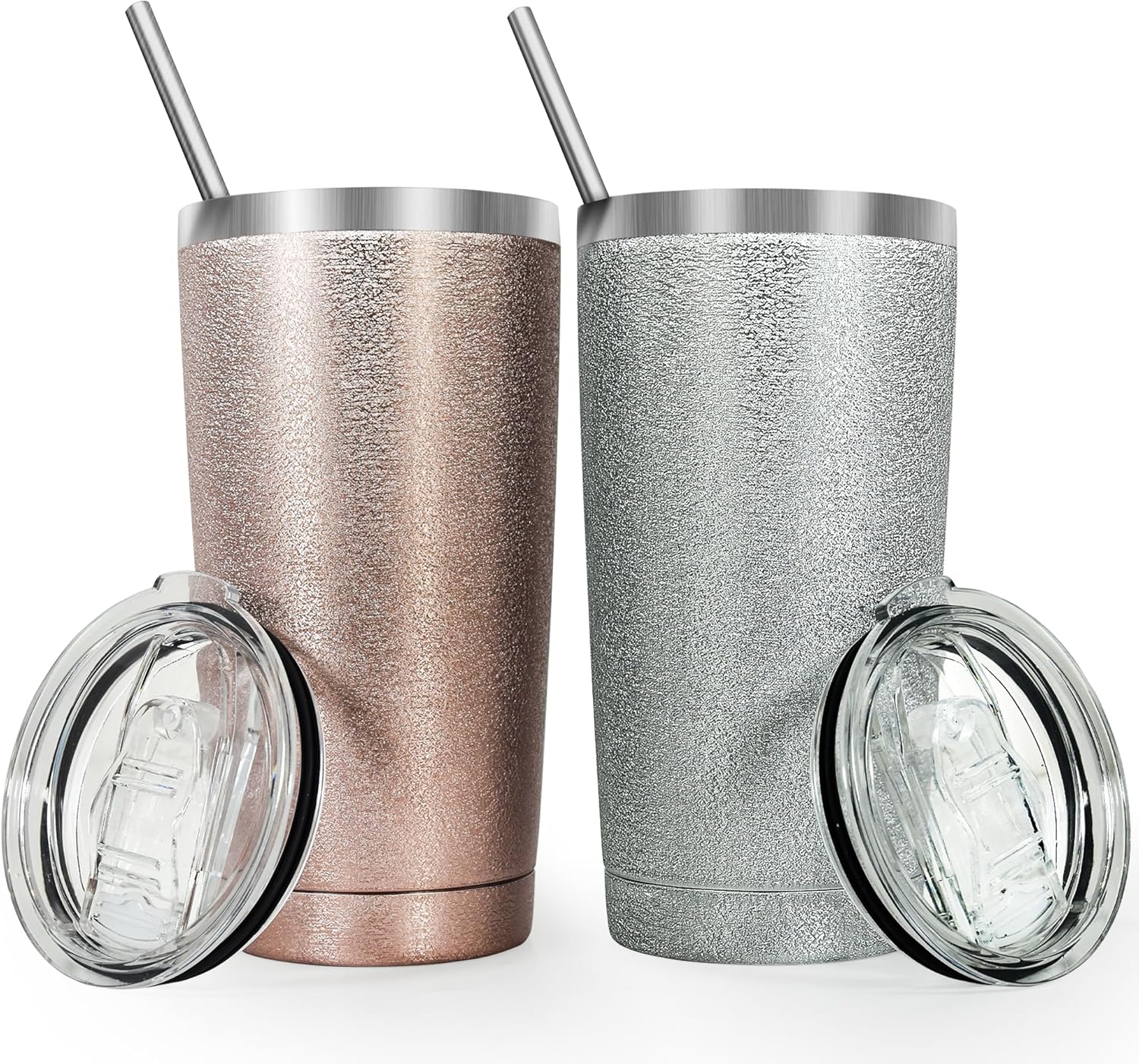 AGH Vaso de 20 onzas con tapa y pajilla, de acero inoxidable de 20 onzas, con aislamiento al vacío, para agua, café o purpurina, taza térmica de
