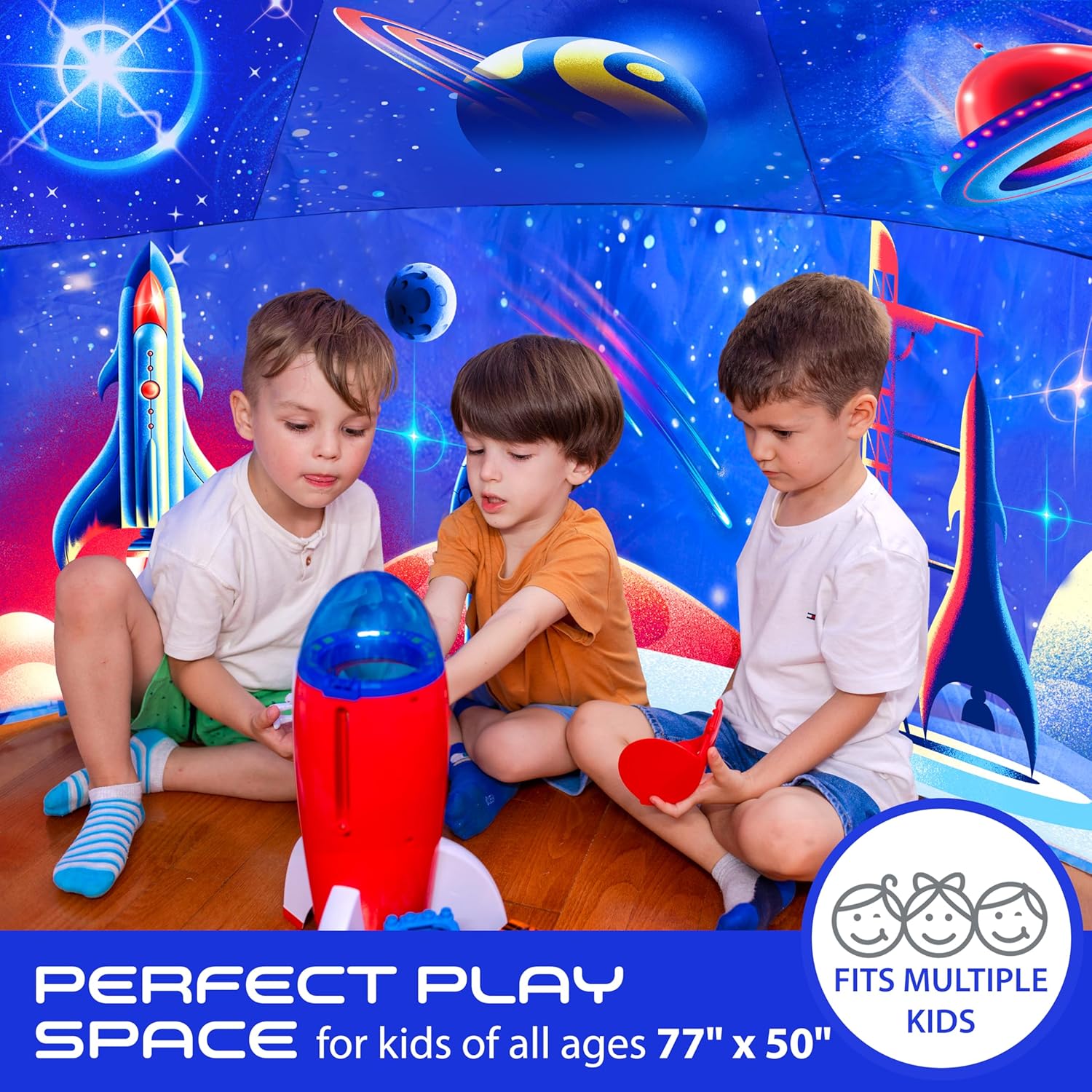 W&O Galactic Aerodome con luces LED  Fuerte de tienda de campaña de aire  Tienda de campaña inflable para niños  Tienda de campaña para niños y