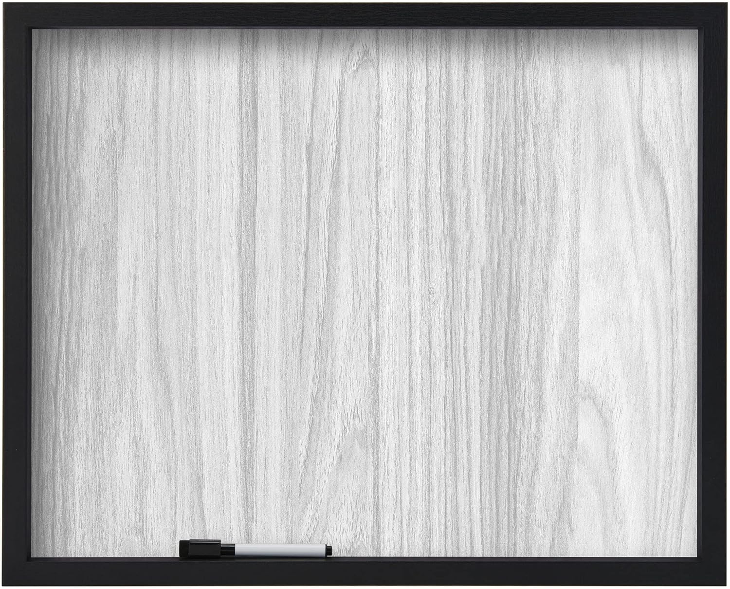 Mikasa Tablero blanco con estampado de grano de madera enmarcado, incluye 1 marcador