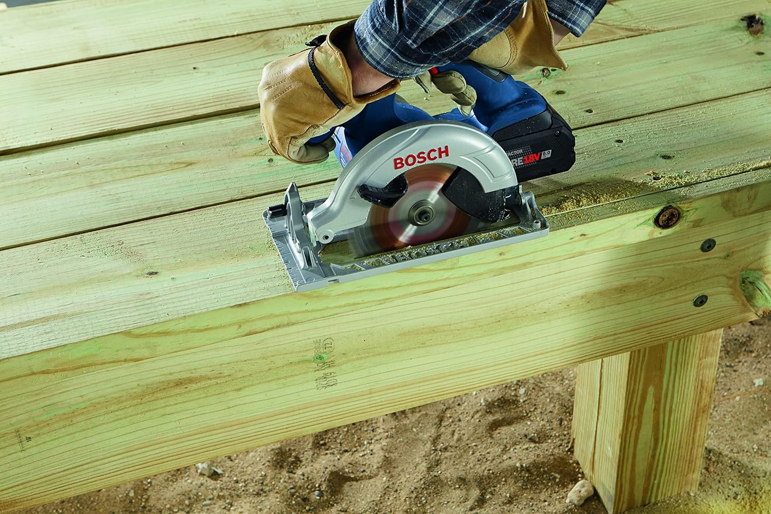 Bosch PROFACTOR GKS18V-25CB14 – Kit de sierra circular inalámbrica de 7-14 pulgadas, brazo fuerte de 18 V, incluye (1) batería de rendimiento