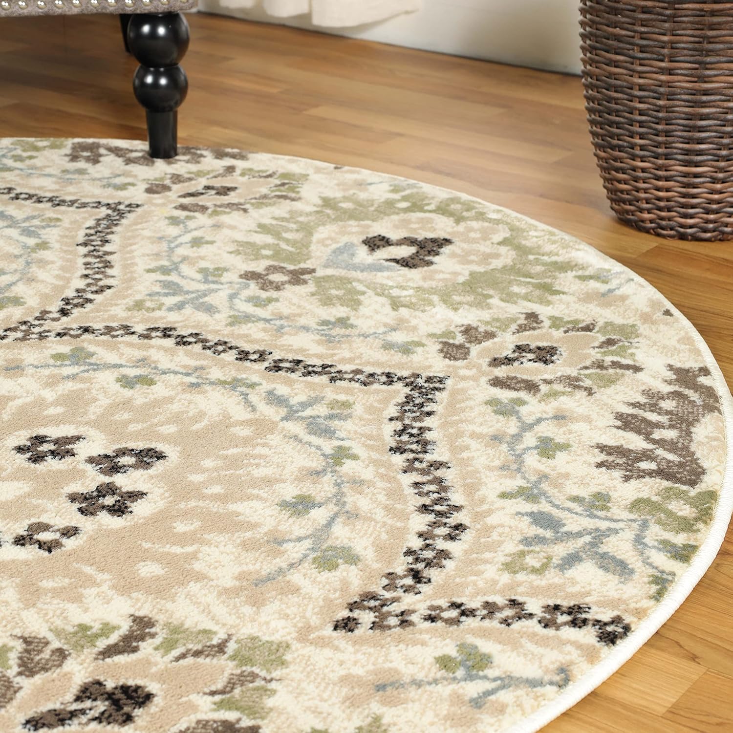 SUPERIOR Augusta Collection – Alfombra de pasillo para interiores, con respaldo de yute, decoración de suelo de damasco floral oriental moderna para