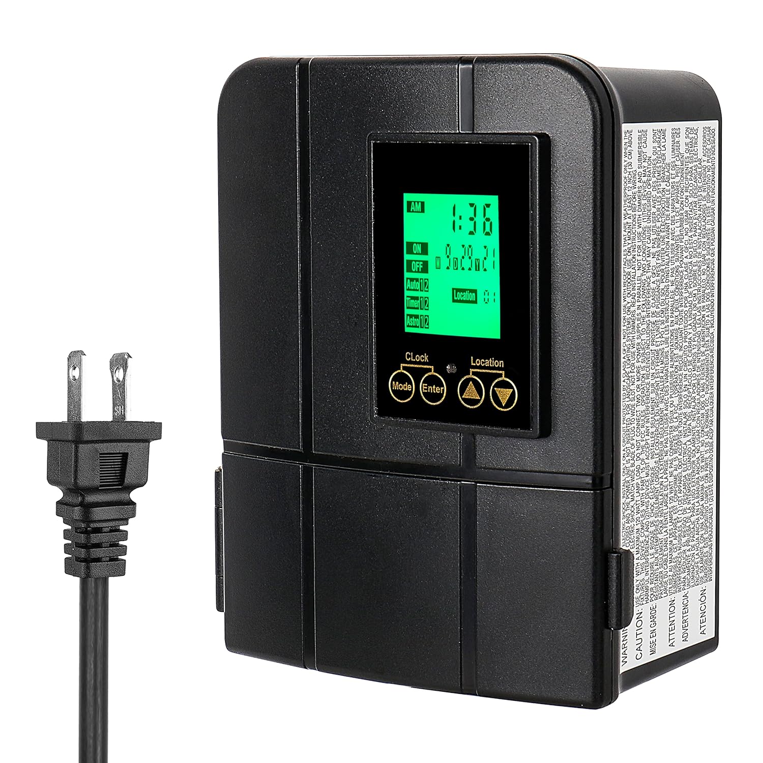 Transformador de iluminación de paisaje de núcleo toroidal de 120 W con temporizador y sensor, 120 V CA a 12 V CA, transformador de luz de bajo