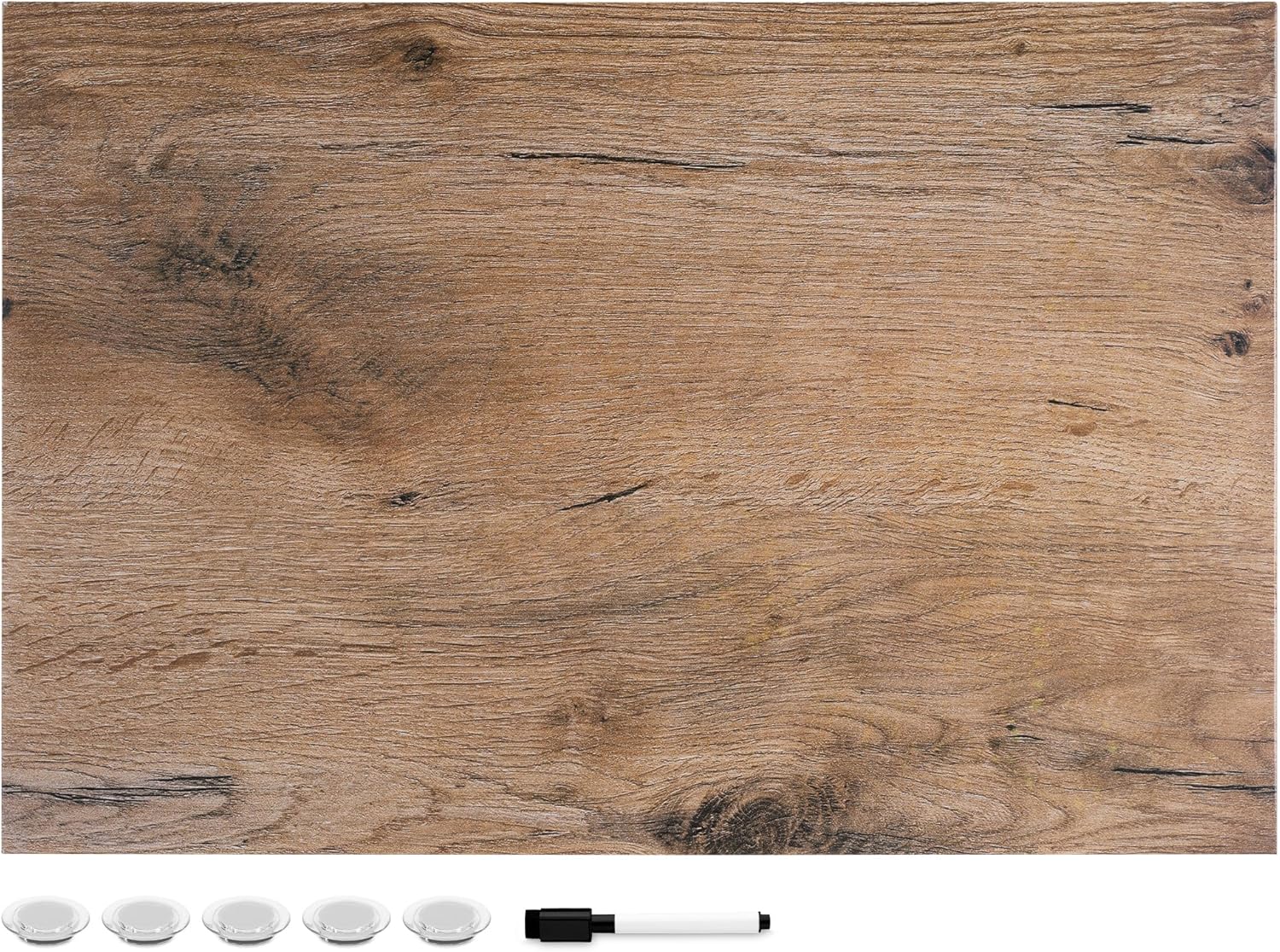 Navaris Pizarra magnética de borrado en seco, 16 x 24 pulgadas, pizarra blanca decorativa para pared con diseño, incluye 5 imanes y marcador, madera