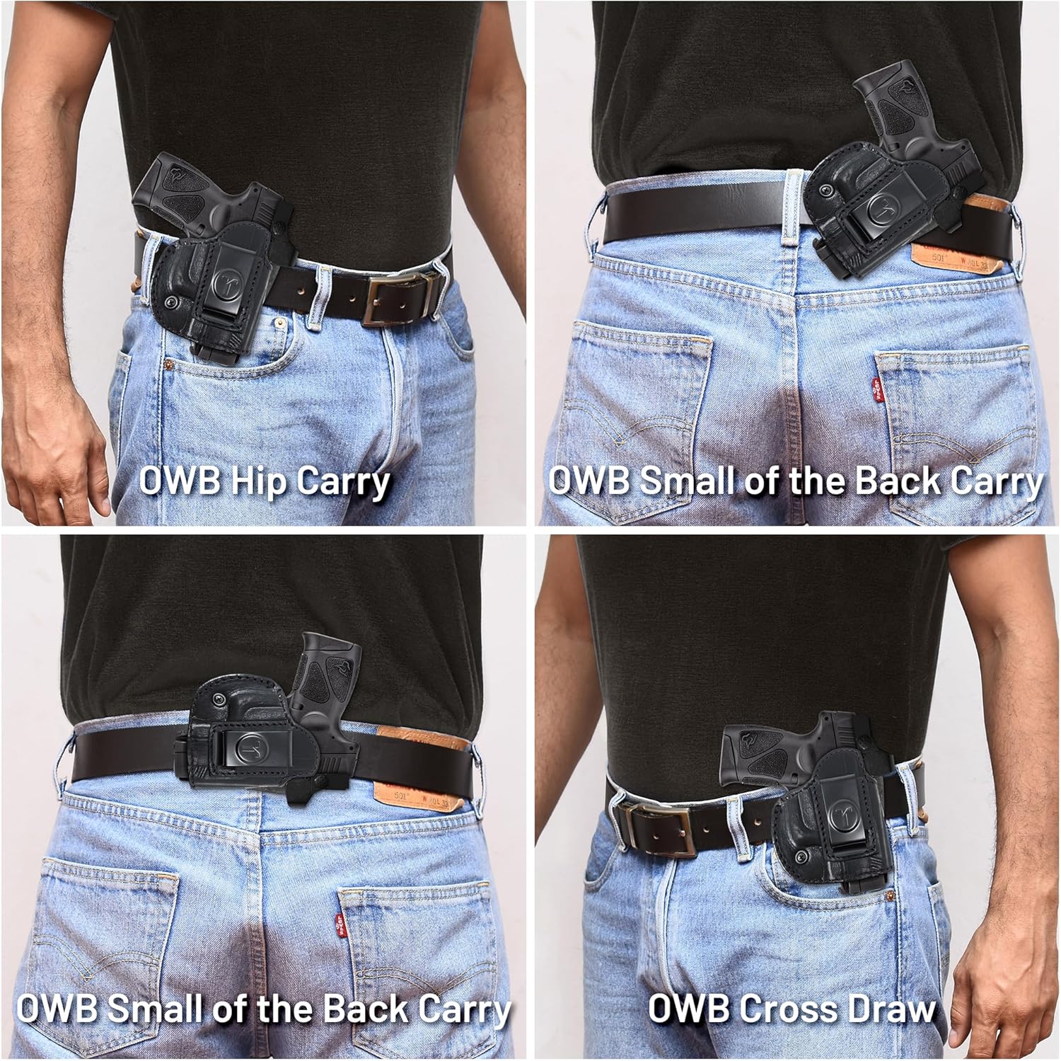 Funda de cuero IWB para pistolas óptica lista. Funda de cuero para pistola Glock 26 27, Taurus G2C G3C, escudo de 0.354 in con láser CT. Funda de