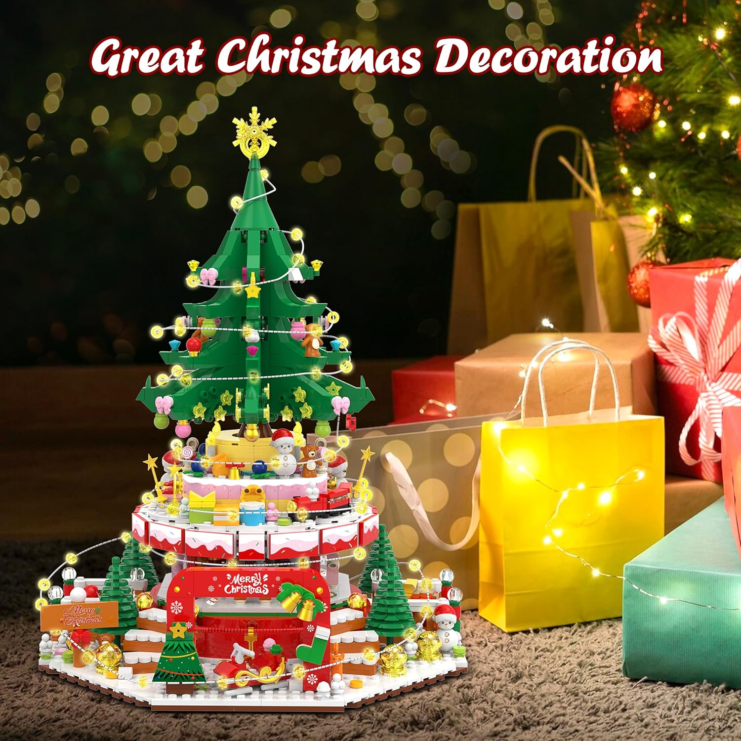 Calendario de Adviento 2023 Bloques de construcción de Navidad, kits de construcción de Paraíso de Navidad, 24 piezas, 1814 piezas de bloques de