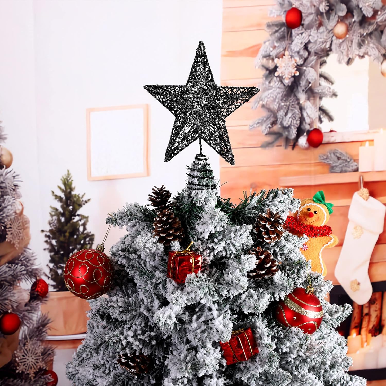 URATOT Decoración de árbol de Navidad con purpurina de metal para decoración del hogar