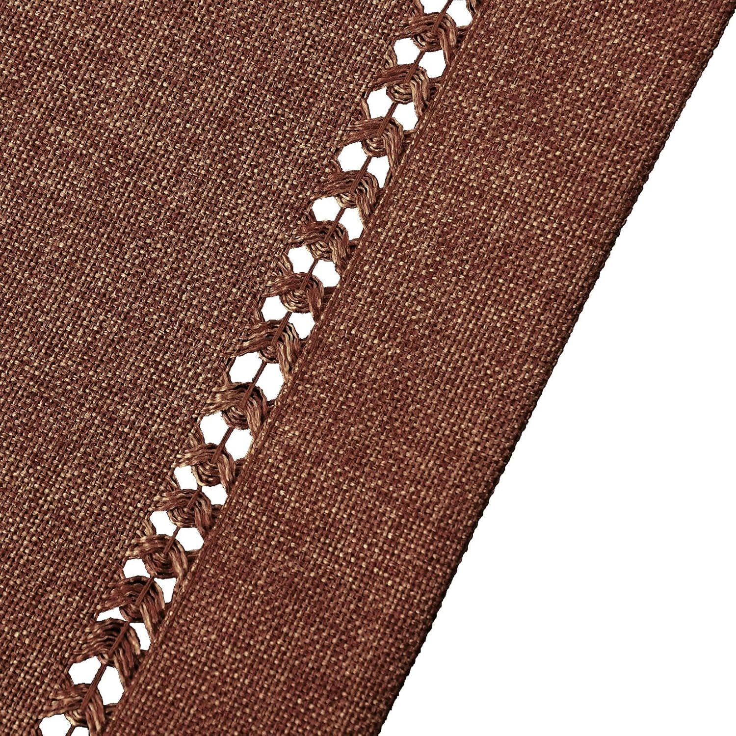 Camino de mesa sólido rústico con dobladillo cosido café chocolate marrón (14 x 60 pulgadas)