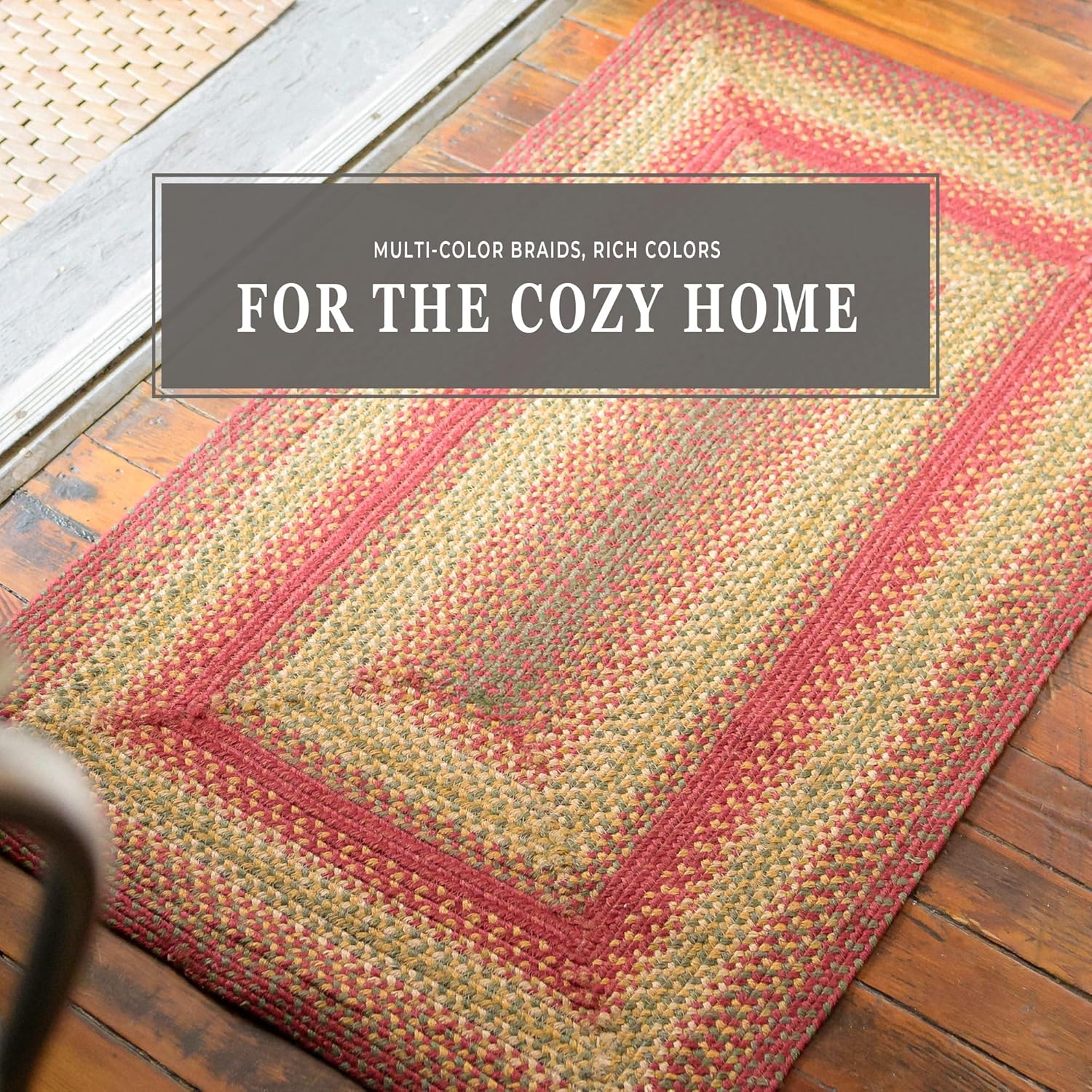 Homespice Cider Barn – Alfombra trenzada roja, mejora tu hogar con nuestra alfombra decorativa pequeña ovalada de 16 x 24 pulgadas, tapete de