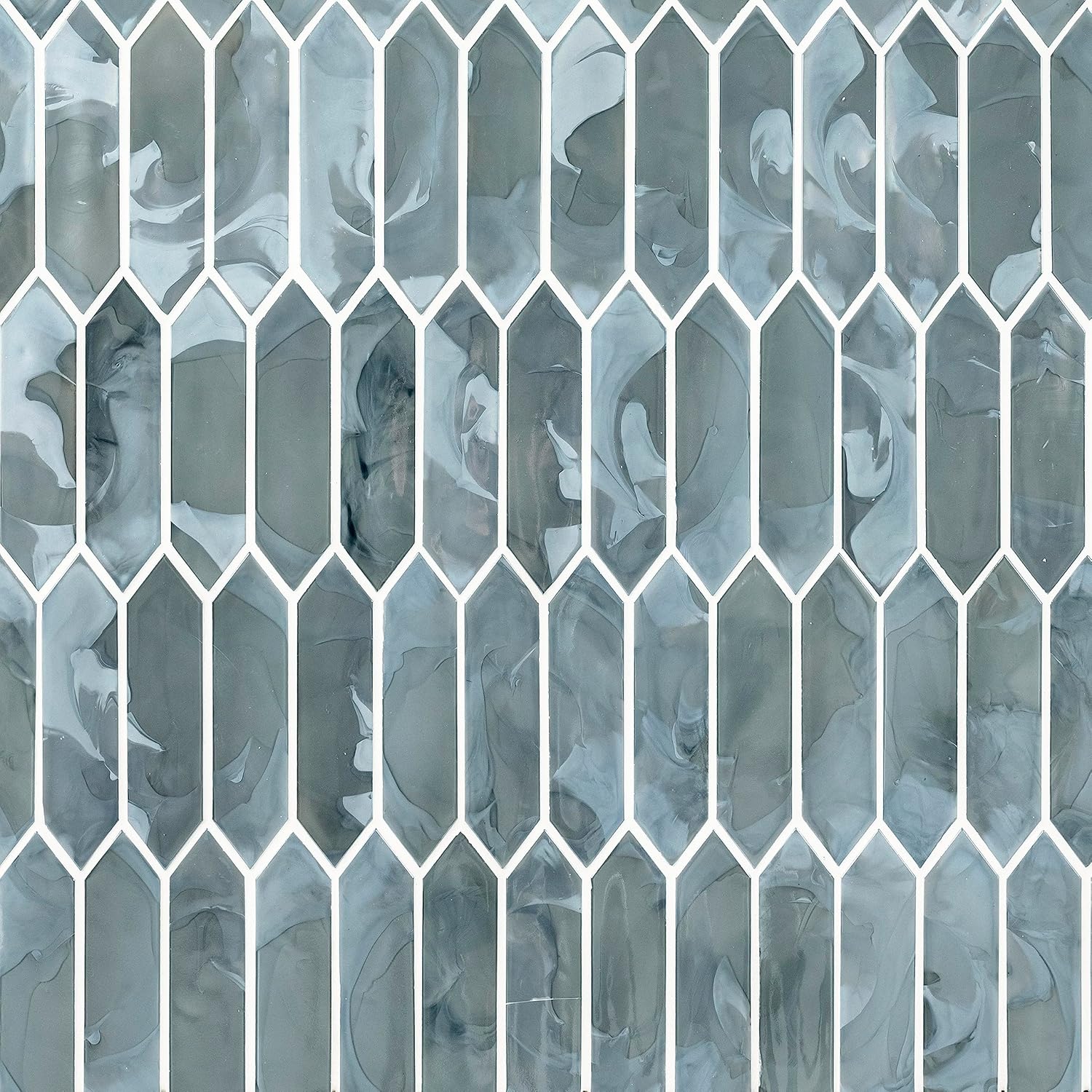 MSI Azulejo de vidrio de piquete azul brillante para pared de baño, Azulejo de salpicaduras de cocina, Azulejo de pared de acento, Azulejo de pared