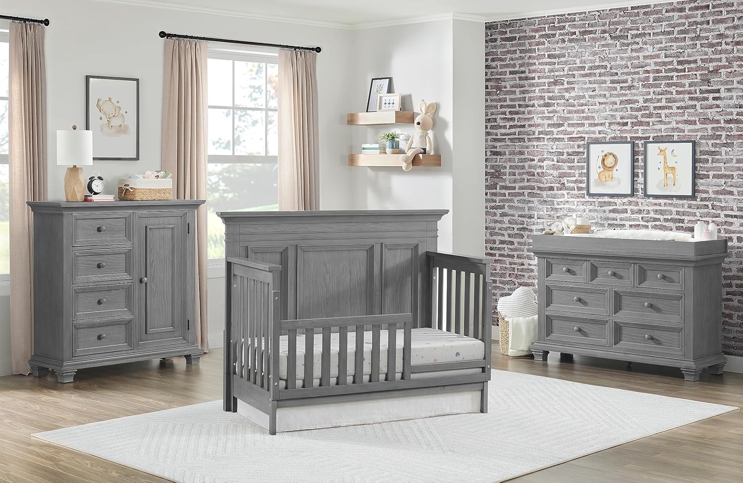 Oxford Baby Weston – Kit de conversión de riel de protección de cuna a cama infantil, gris oscuro, certificado Green Guard Gold