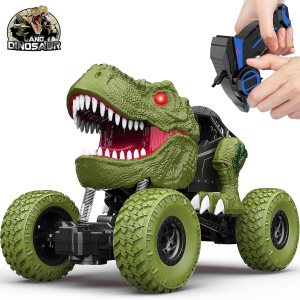Auto de dinosaurio a control remoto para niños y niños, camión de dinosaurio de control remoto todo terreno de 2.4Ghz con luz, recargable 4WD Auto de dinosaurio a control remoto para niños y niños, camión de dinosaurio de control remoto todo terreno de 2.4Ghz con luz, recargable 4WD