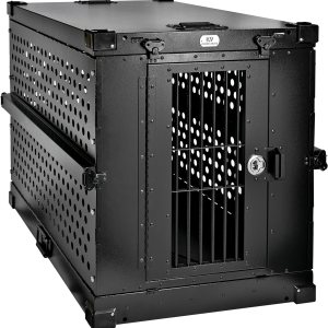 Caja para perros de aluminio con recubrimiento en polvo totalmente plegable y resistente – Grande (negro) Caja para perros de aluminio con recubrimiento en polvo totalmente plegable y resistente – Grande (negro)