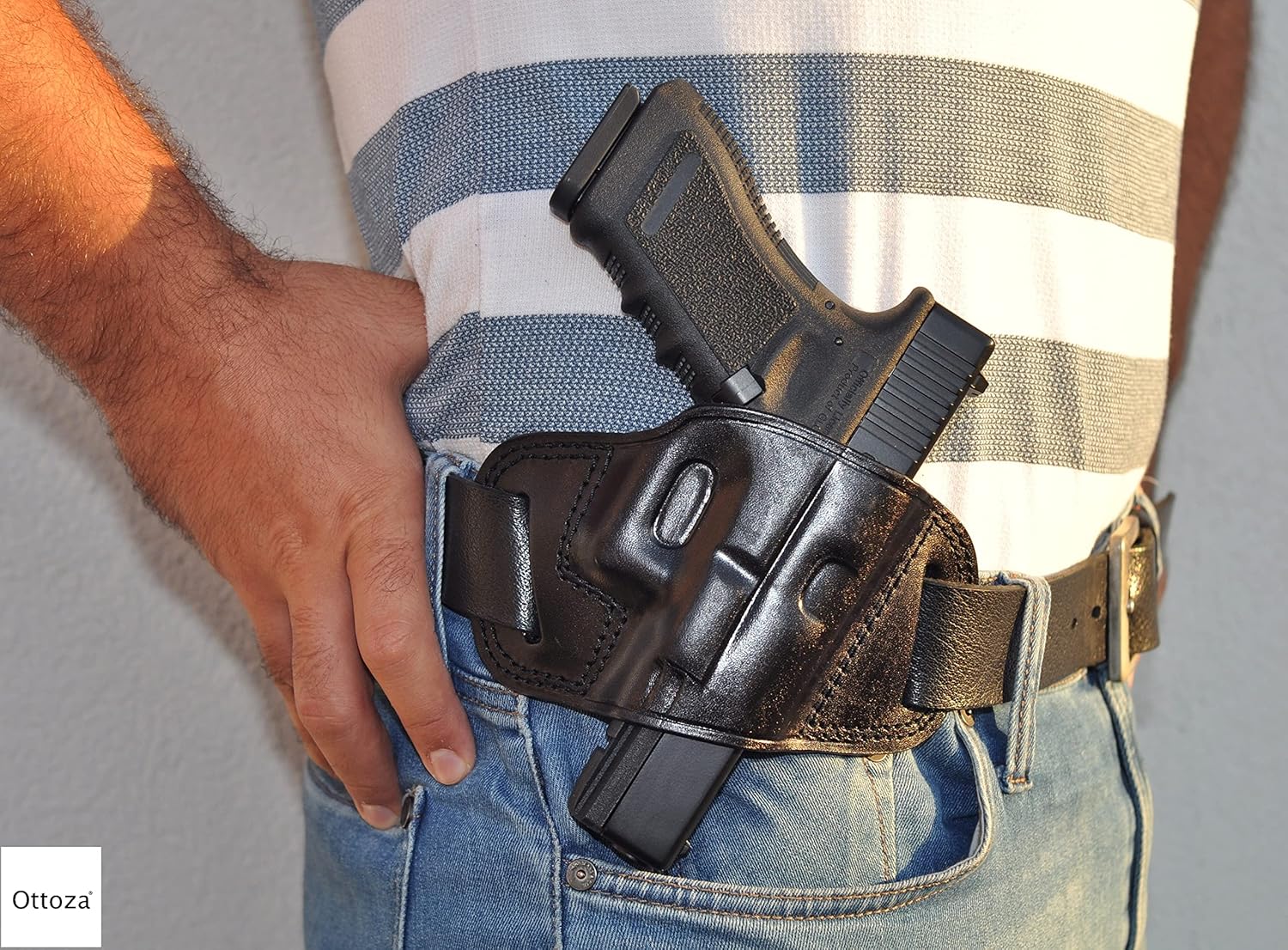 Ottoza Funda de cuero hecha a mano para pistola Glock (171919X23) para diestros Glock 19 Holster Owb – Glock 19X Holster Owb – Glock 17 Holster Owb