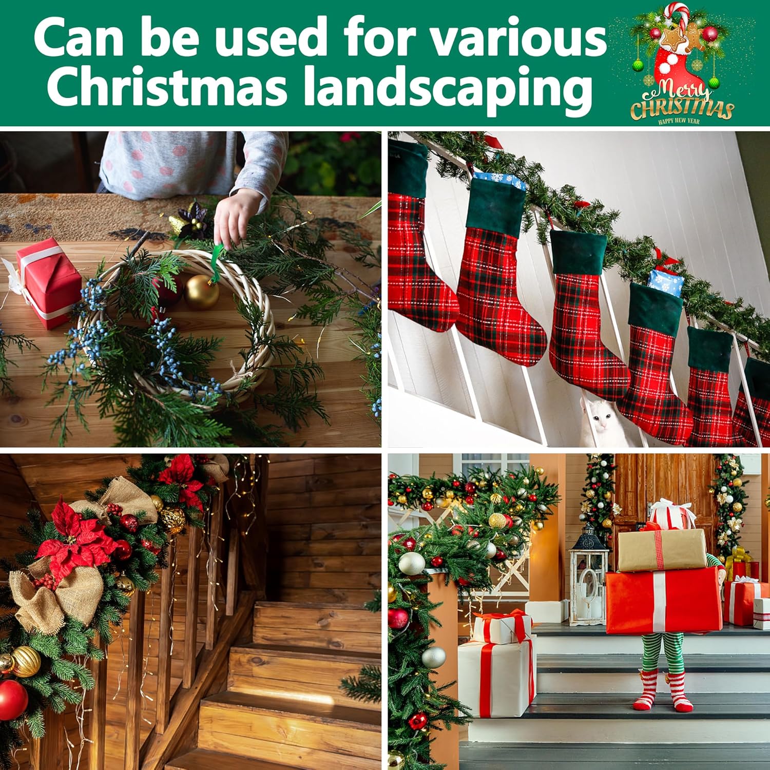 60 lazos de guirnalda de Navidad  lazos ajustables de 12 pulgadas  Correas reutilizables de nailon para plantas de jardín para árbol de Navidad,