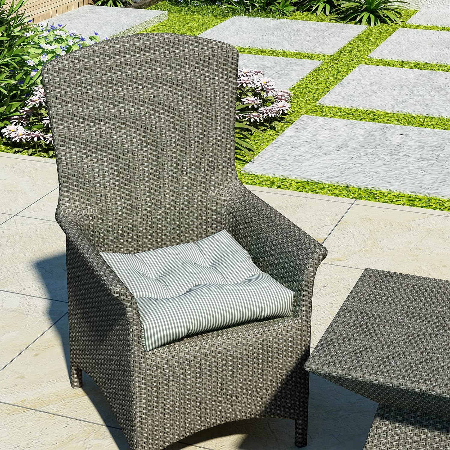 LVTXIII Juego de 2 cojines cuadrados de mimbre para interiores y exteriores, juego de 2 cojines de asiento gruesos decorativos para patio, jardín,