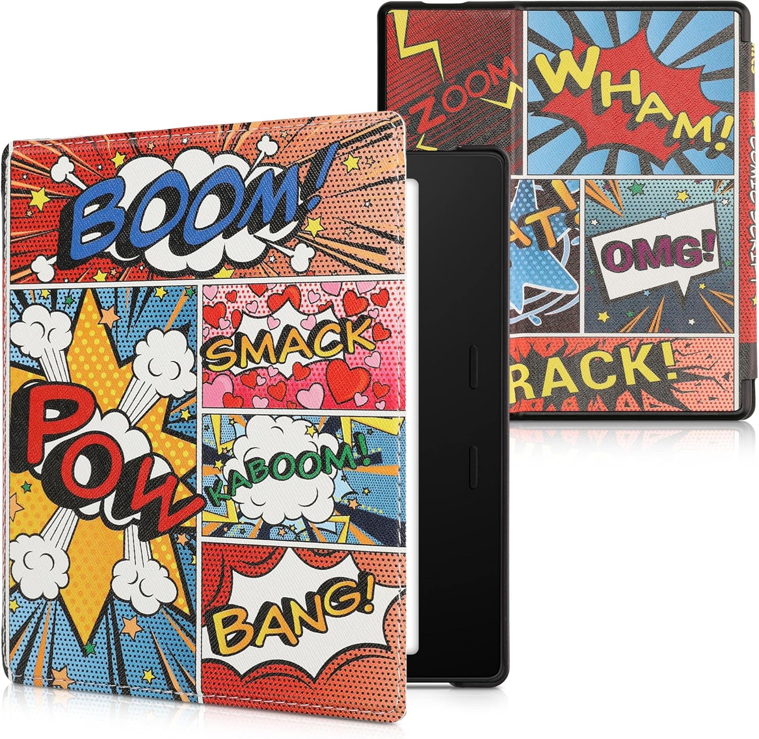 kwmobile Funda compatible con Tienda Kindle Oasis 10. Generation – Funda para lector electrónico – Símbolos de cómics multicolor