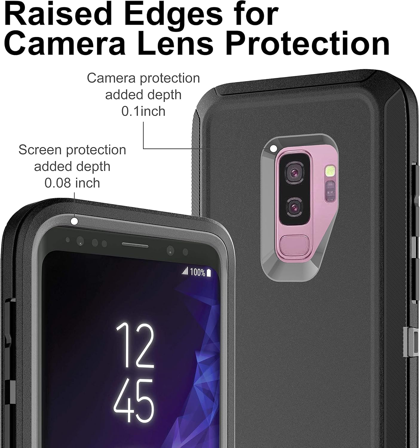 Funda para Galaxy S9 Plus, Samsung Galaxy S9 Plus con protector de pantalla de TPU flexible autorreparable 2 unidades, funda de protección