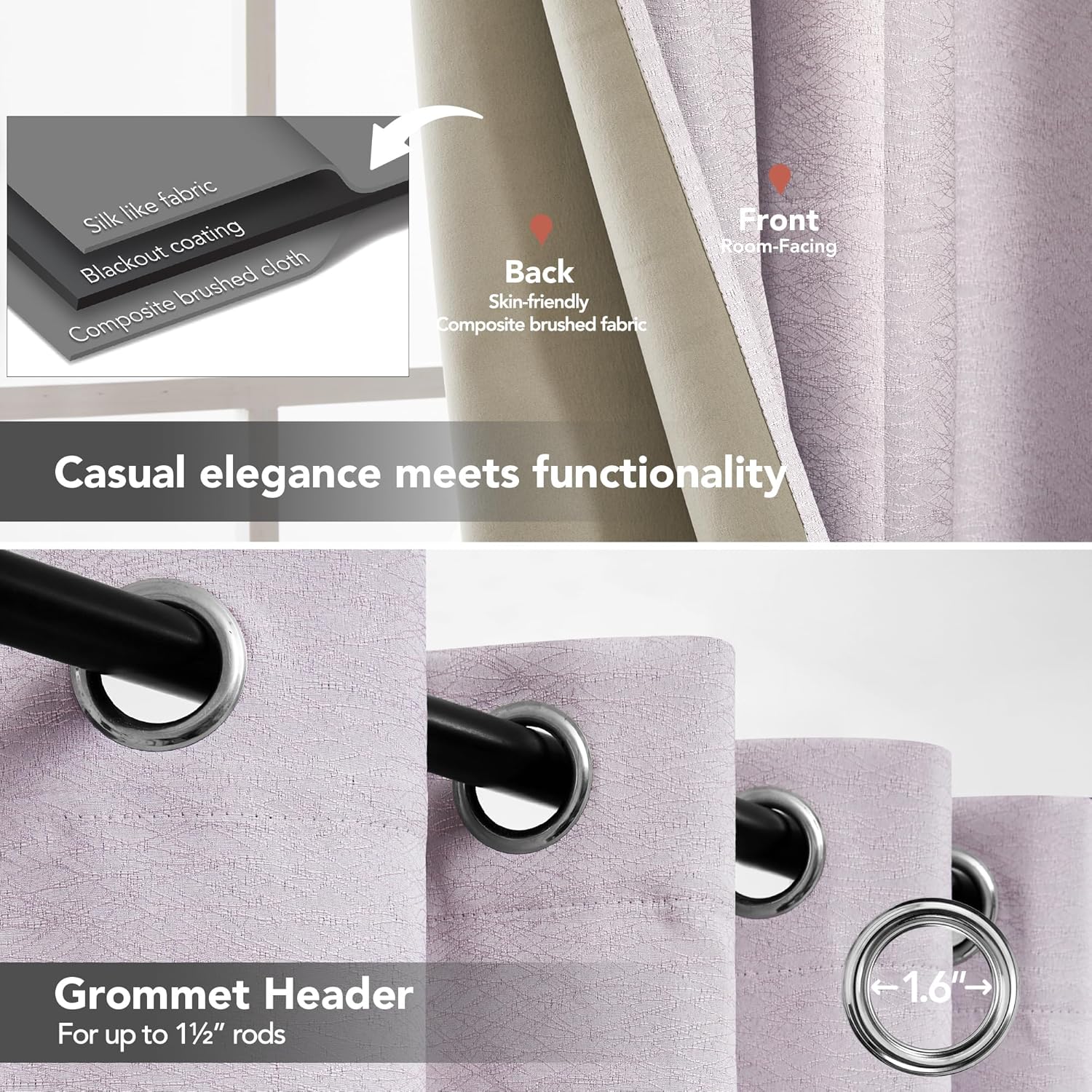 Deconovo Cortinas opacas para ventanas de dormitorio 84, cortinas rosas, cortinas opacas de 84 pulgadas de largo, juego de 2 paneles, cortinas de