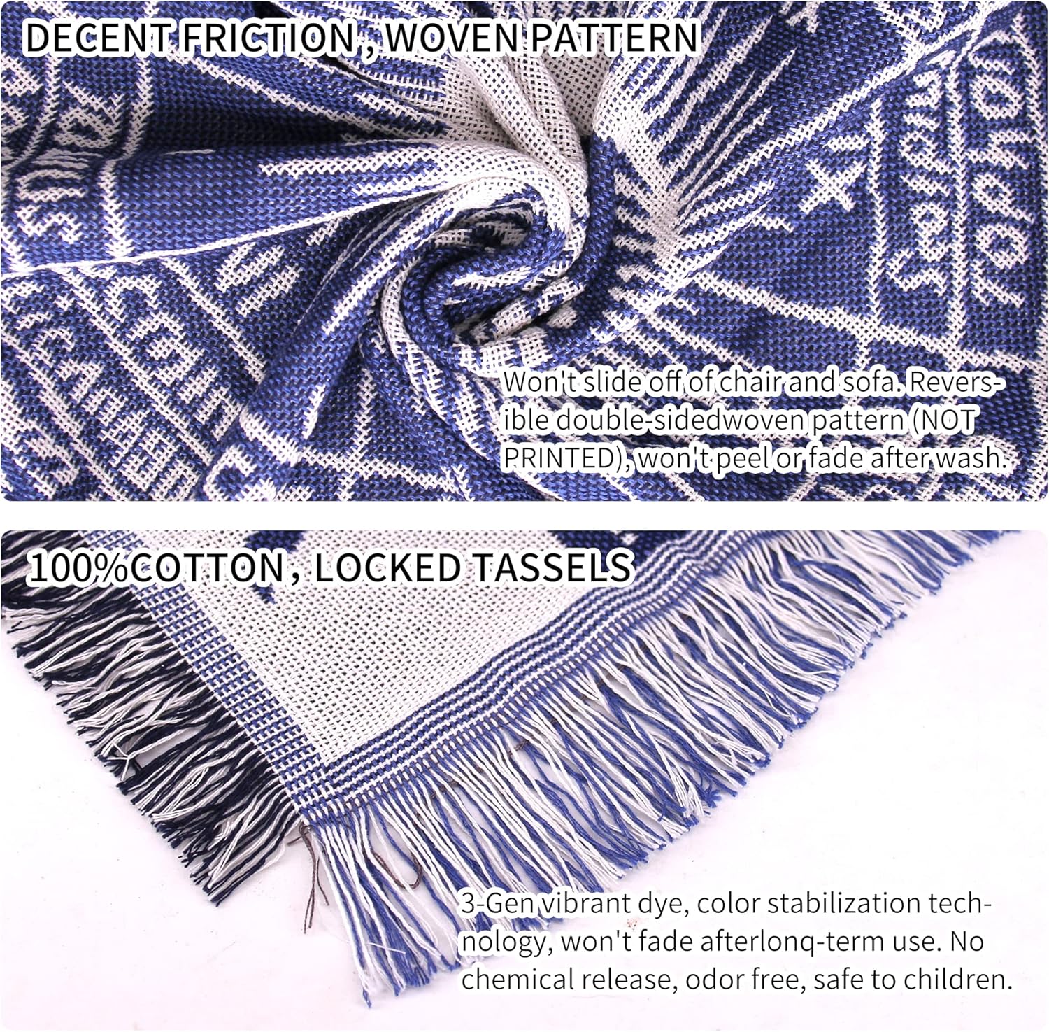 Astrology Throw BlanketBohemian Hippie Woven Witchy Zodiac Celestial Constellation Balnket for Home Decor, Double Side CoverChair Sofa Couch(Blue,