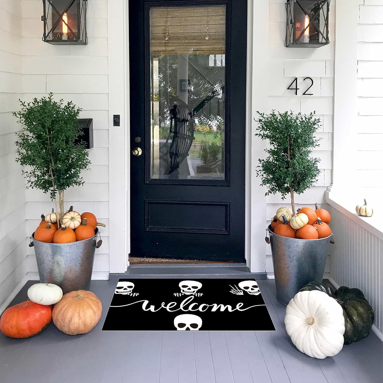 Felpudo de calavera para la entrada del hogar, tapete de bienvenida para puerta delantera, tapete de goma antideslizante divertido para interiores y