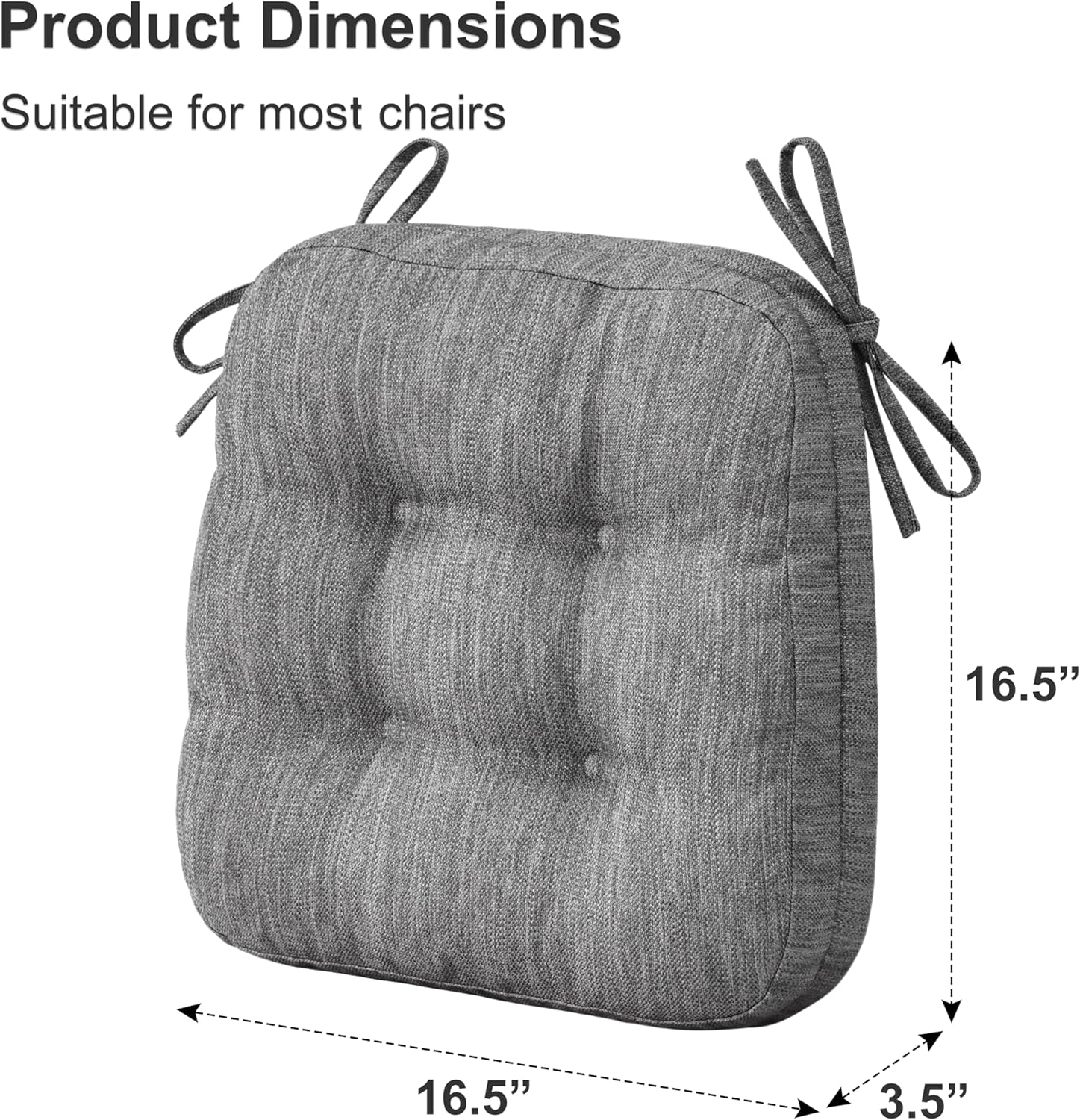 Shinnwa Cojines para sillas de comedor, paquete de 4, cojines de asiento de cocina de espuma viscoelástica copetudos, almohadillas antideslizantes