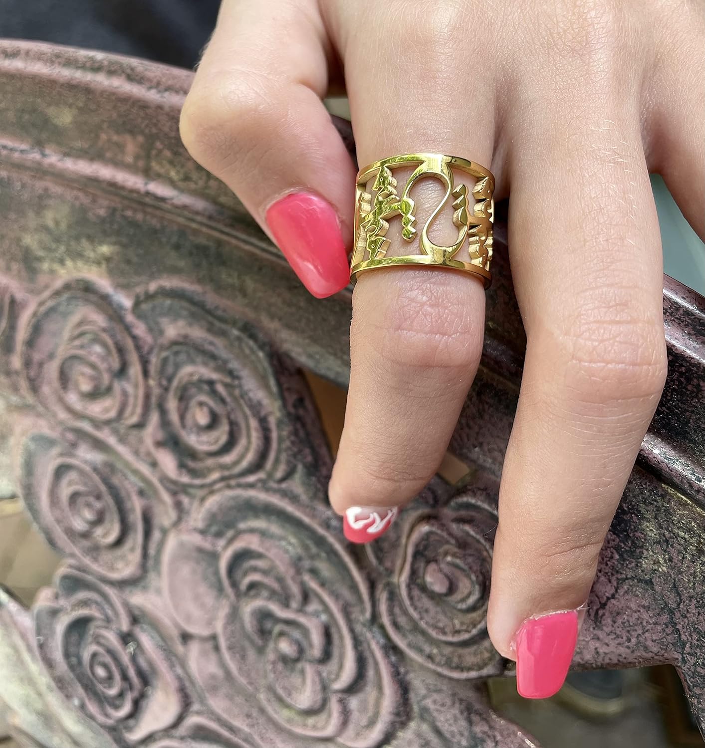 Love Ring, Gold Plated Persian Ring with Love Letter, Calligraphy Jewelry, Persian Jewelry, Special elegant and stylish gift for Her! Special