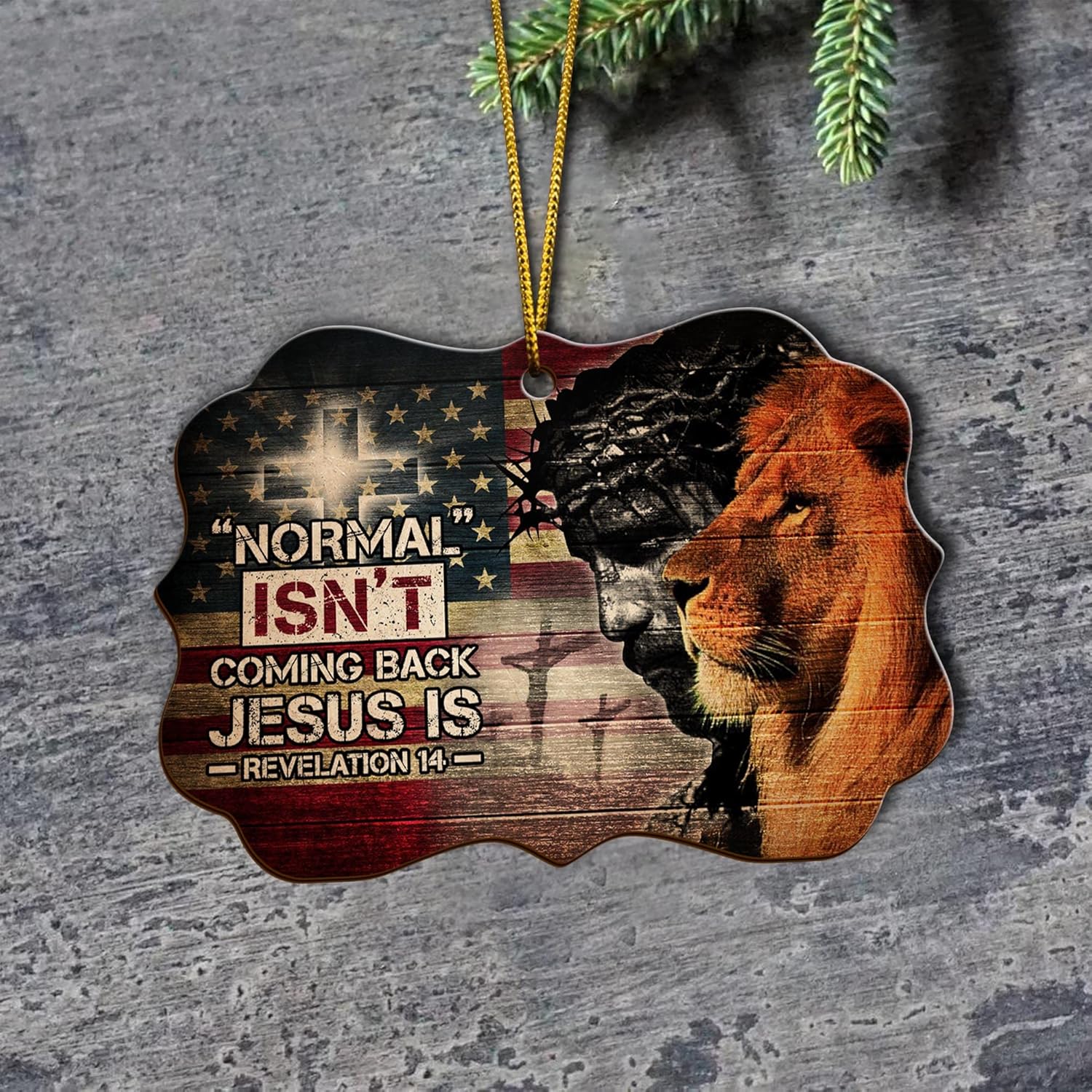 V VIBEPY Adorno patriótico impreso, adorno de Navidad, accesorios de bandera de Estados Unidos, adorno de árbol de Navidad, adorno de madera de 3.5