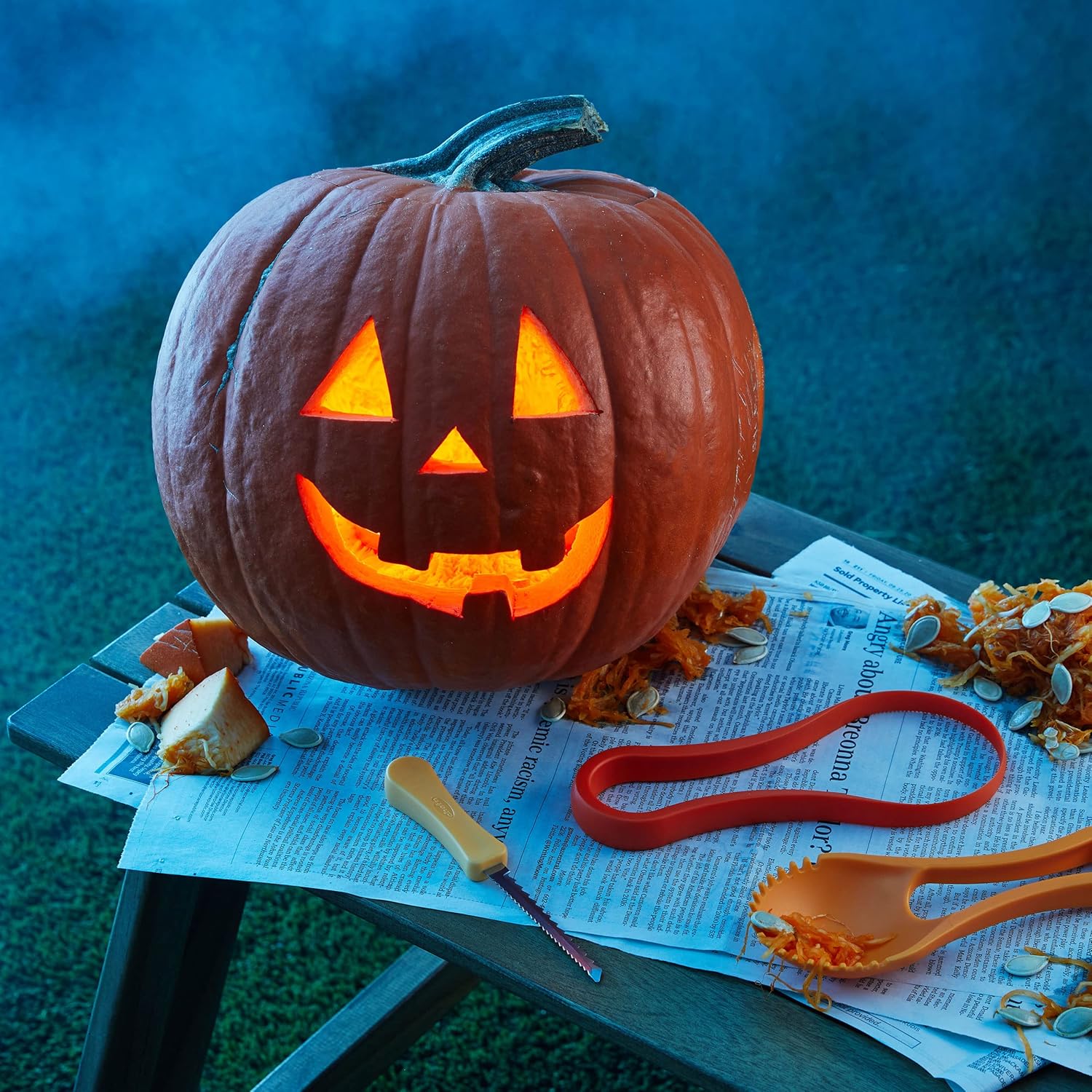 Chef’n Juego de herramientas de calabaza de anidación 3 en 1 de Halloween, naranja
