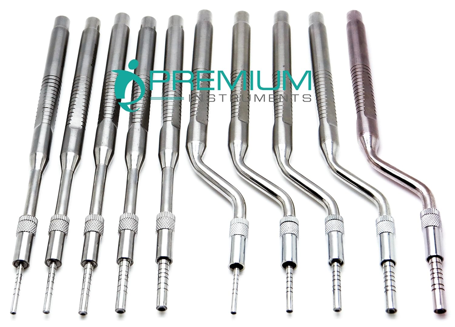 10pieza dental osteotomes Straight & Curved Tip Hueso spreading Instrumento Quirúrgico