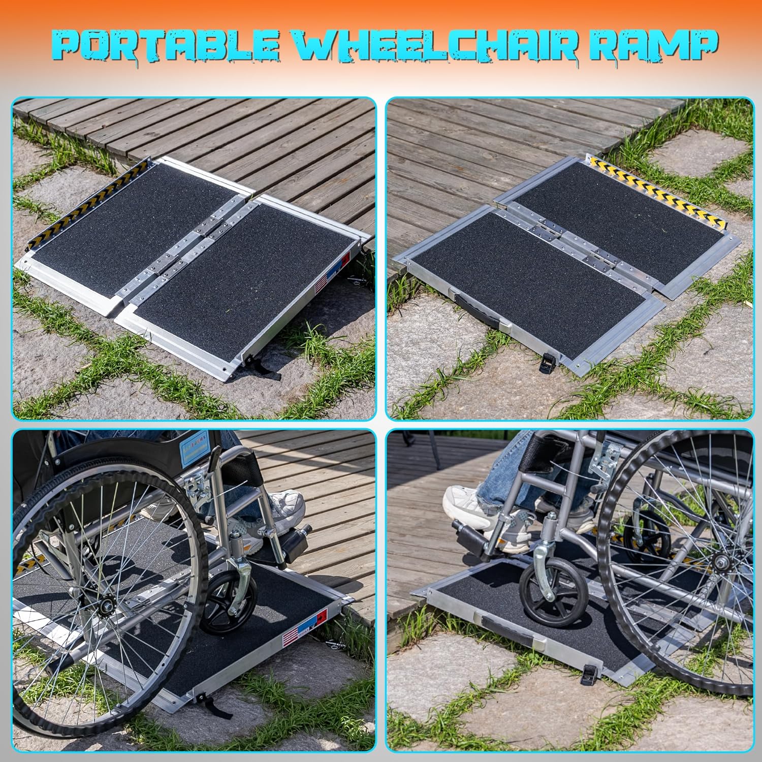 Rampa portátil para silla de ruedas de 2 pies, rampa portátil plegable de aluminio antideslizante, rampas para sillas de ruedas para el hogar,