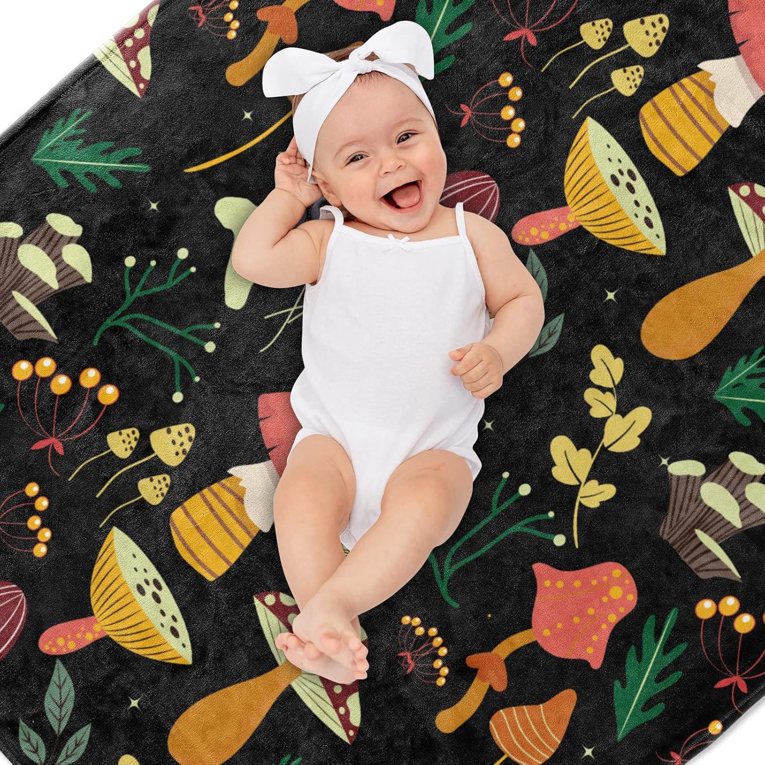 Manta con motivo de hongos, de franela suave de vellón, ligera, para niños y niñas, para todas las estaciones, mantas coloridas para sofá cama,