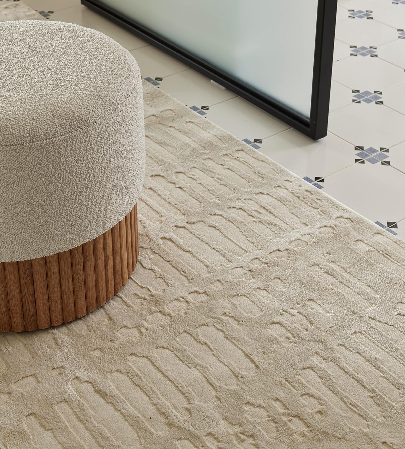 Shell – Alfombra lavable de 5 pies 3 x 8 pies, para sala de estar, dormitorio, con certificado Oeko-TEX, pelo mediano, beige, crema
