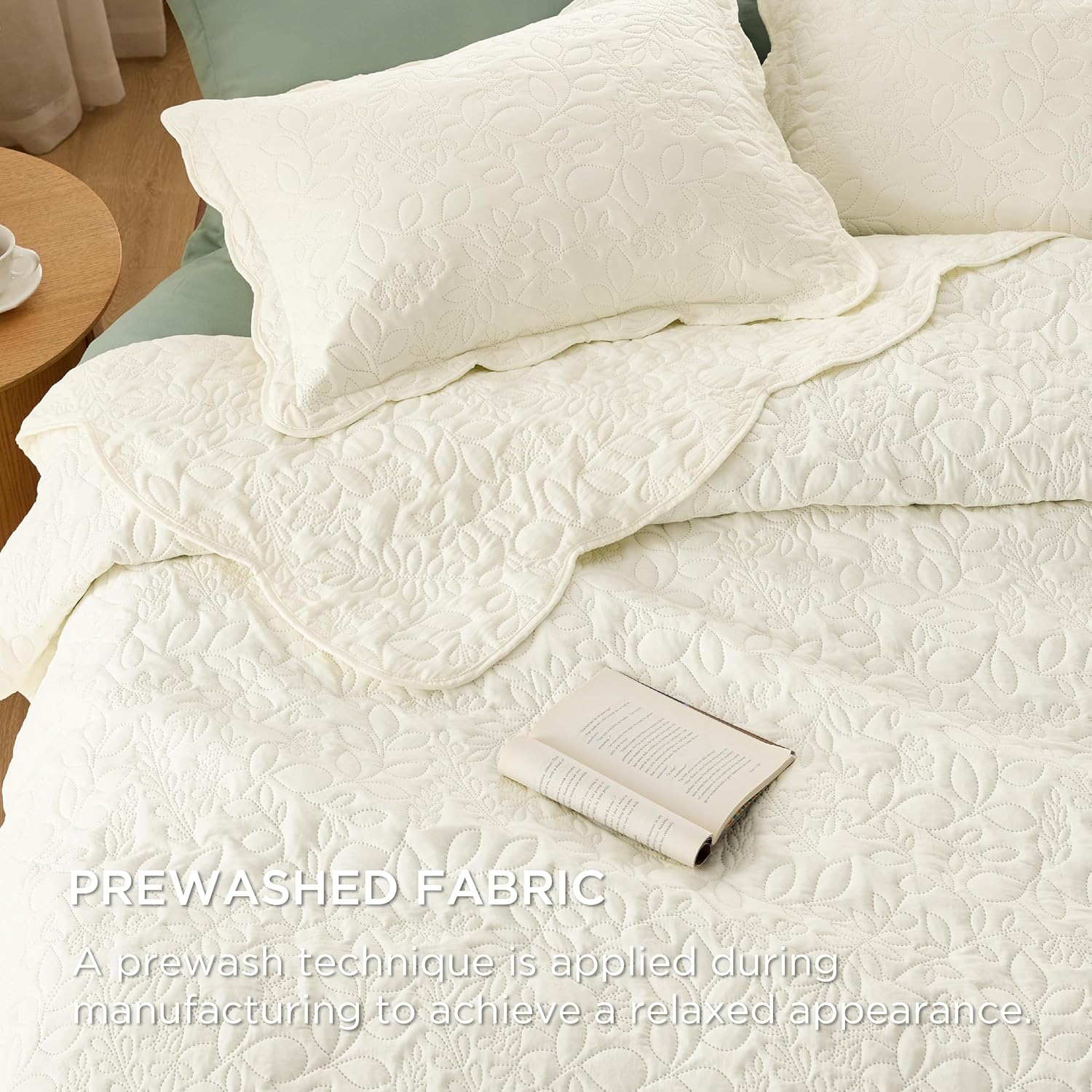 Bedsure Juego de edredón tamaño King  Juego de ropa de cama prelavado tamaño King  Colcha ultrasuave tamaño King  Colcha de color amarillo crema