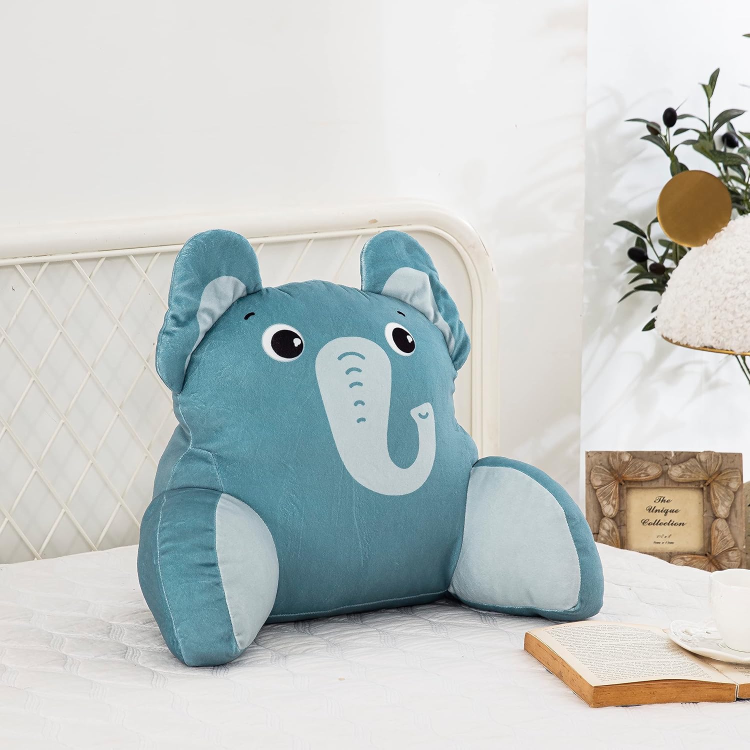 Unicorns & Robots Almohada de respaldo de lectura para niños con brazos, mini almohada para reposo de cama, almohadas de descanso de elefante para