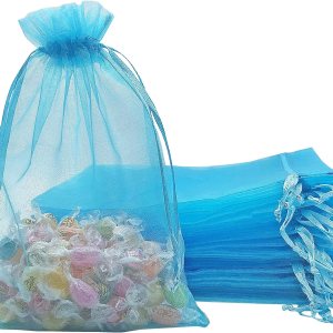 Jexila – 100 bolsas de organza transparentes de 5 x 7 pulgadas con cordón color turquesa, bolsas para regalar joyería, bolsas para regalo de malla Jexila – 100 bolsas de organza transparentes de 5 x 7 pulgadas con cordón color turquesa, bolsas para regalar joyería, bolsas para regalo de malla