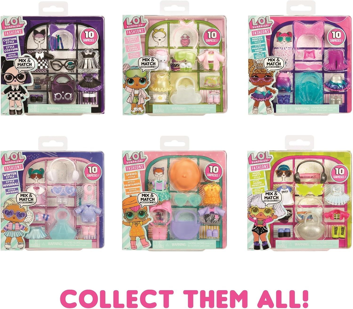 LOL Surprise Fashion Packs estilo invierno  6 estilos únicos cada uno con (3) trajes, (2) pares de zapatos, (4) accesorios  Mezcla y combina estilos