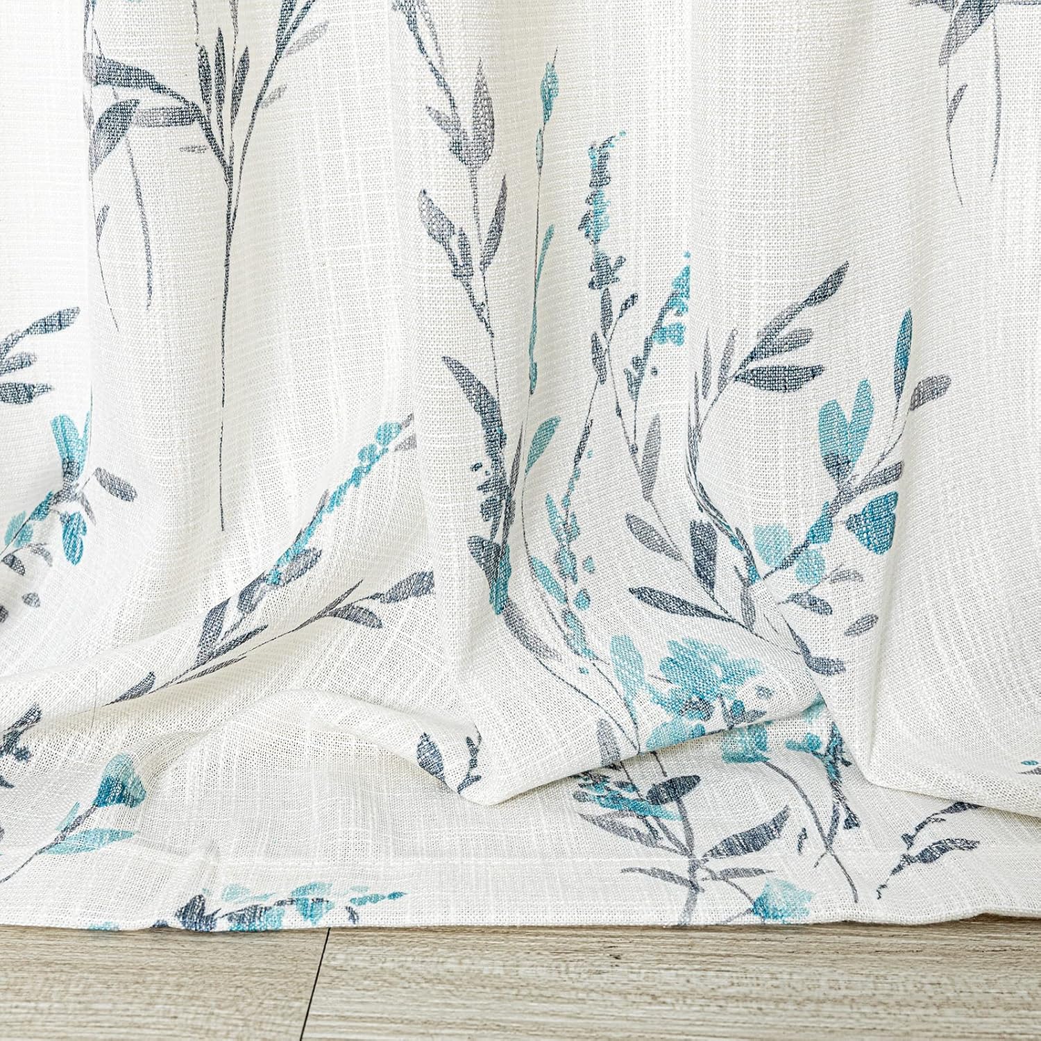MYSKY HOME Cortinas de sala de estar de 108 pulgadas de largo para ventanas, cortinas de lino traslúcido mezclado con estampado floral, privacidad