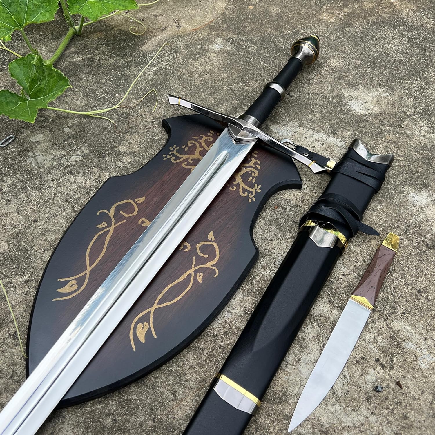 Hejiu Espada medieval con placa de exhibición, Narsil&Aragorn & Ringwraith & Nazgul Espada, réplica perfecta de varios estilos disponibles
