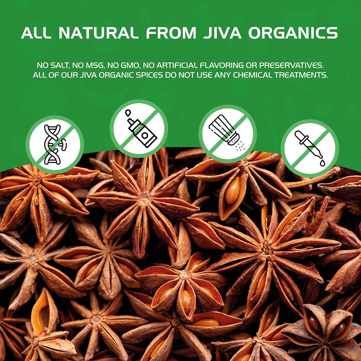 Jiva – Bolsa jumbo de anís estrellado orgánico de 7 onzas, sin OMG, no irradiada, especias puras de la India, Staranise