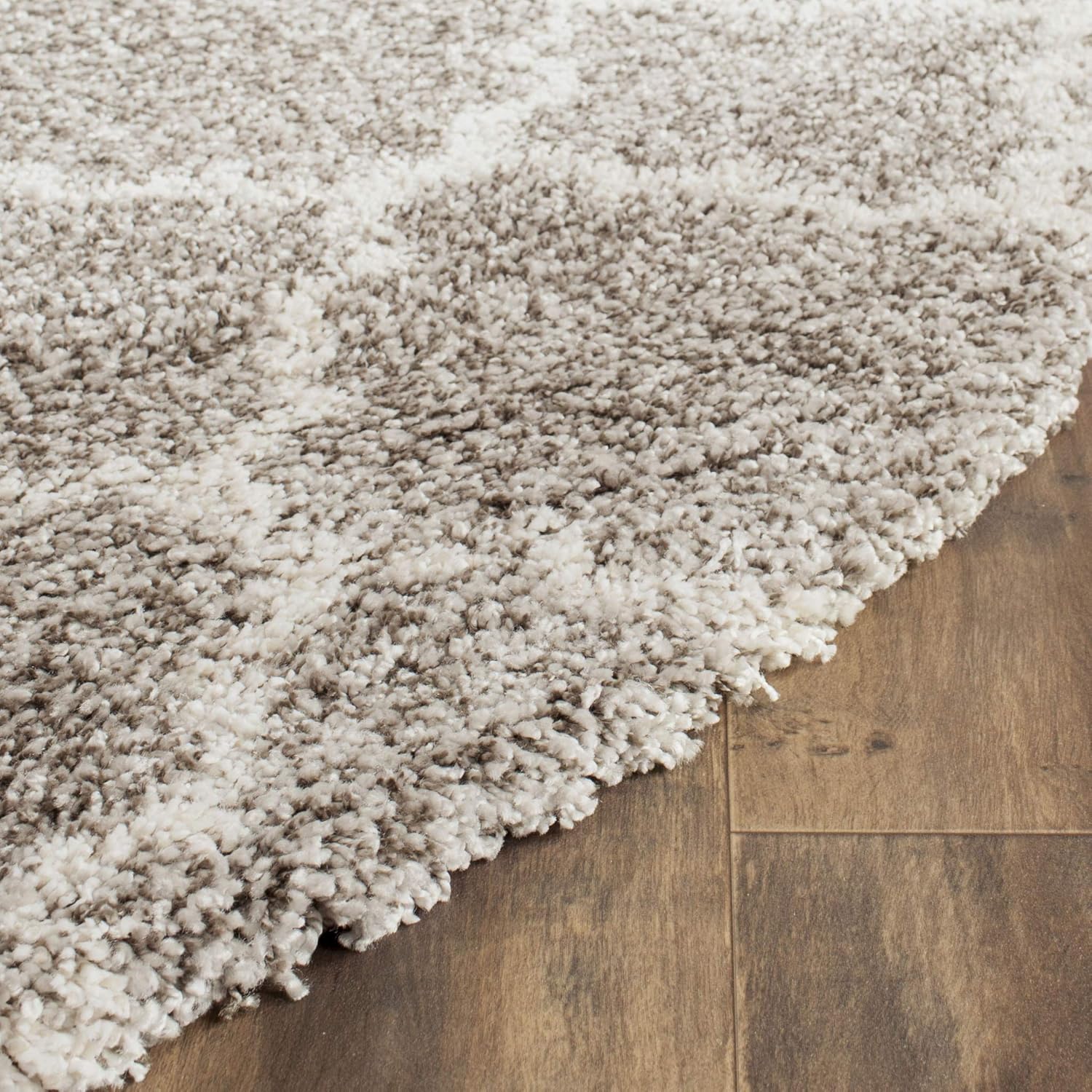 SAFAVIEH Hudson Shag Collection SGH282B – Alfombra de área marroquí redonda de 7 pies con diseño de enrejado que no desprende pelusa, para sala de
