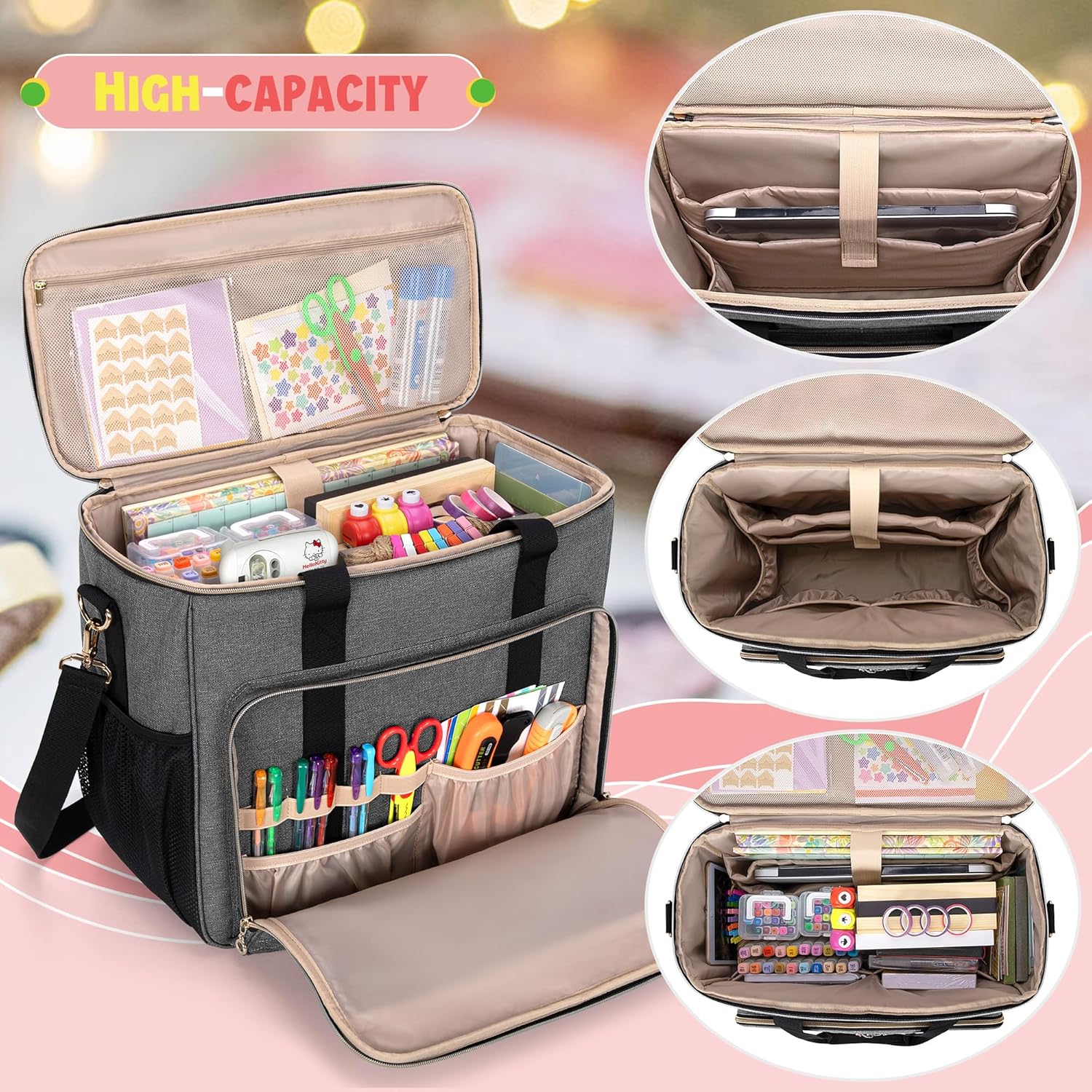 Luxja Bolsa de manualidades para suministros de álbumes de recortes (se adapta a álbumes de recortes de 12 x 12 pulgadas y portátil de 15.6