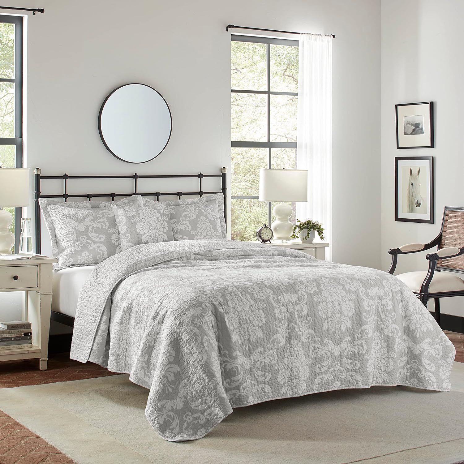Laura Ashley – Juego de edredón individual, juego de ropa de cama reversible de algodón con funda de almohada adicional, decoración del hogar para