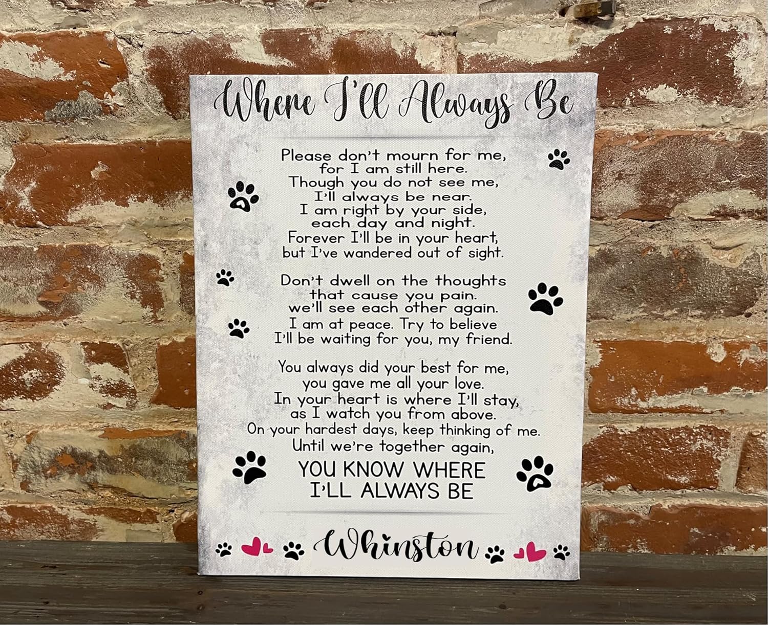 Dog Memorial Personalized Canvas, Remembering A Man’s Best Friend, Personalize With Pet Name, Rainbow Bridge, Loss of Puppy or Pet