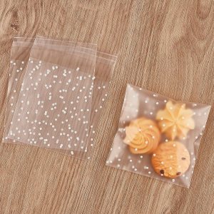 300 bolsas de galletas autoadhesivas de plástico transparente de celofán para dulces de pastelería, regalos de fiesta de Navidad, regalos (lunares 300 bolsas de galletas autoadhesivas de plástico transparente de celofán para dulces de pastelería, regalos de fiesta de Navidad, regalos (lunares