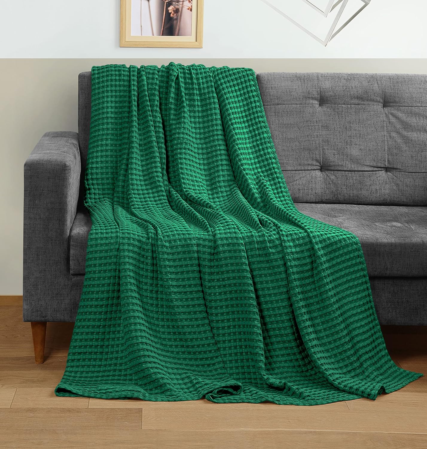 Utopia Bedding Manta de algodón de 300 GSM (verde esmeralda, 90 x 90 pulgadas), suave, ligera, transpirable, tamaño Queen, para cualquier cama para